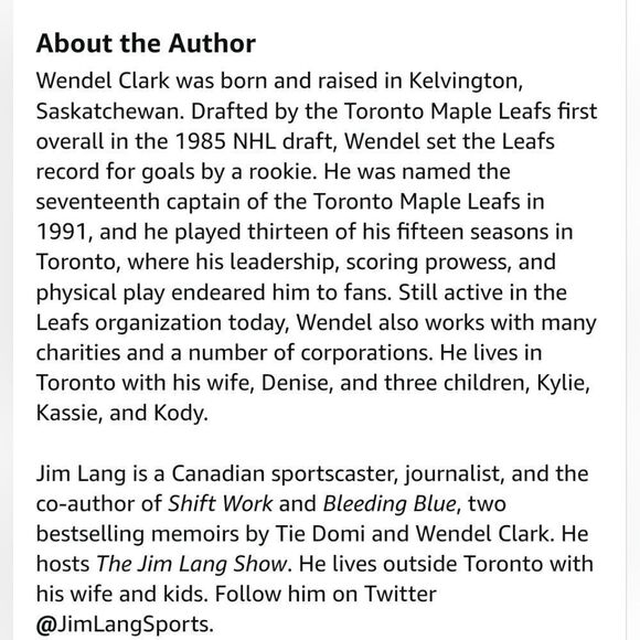 Bleeding Blue Giving My All For The Game Wendel Clark Hardcover Book - Picture 3 of 5